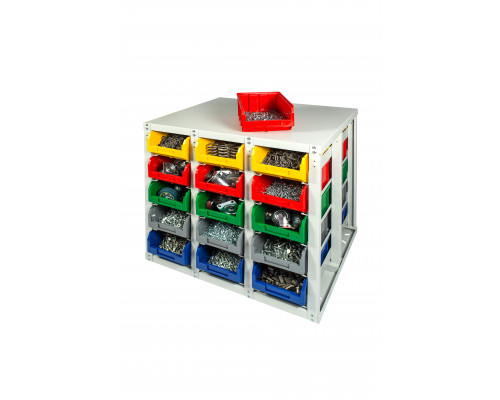 Стеллаж с направляющими Стелла-техник V3-30 стационарный, двусторонний, 30 ячеек c ящиками