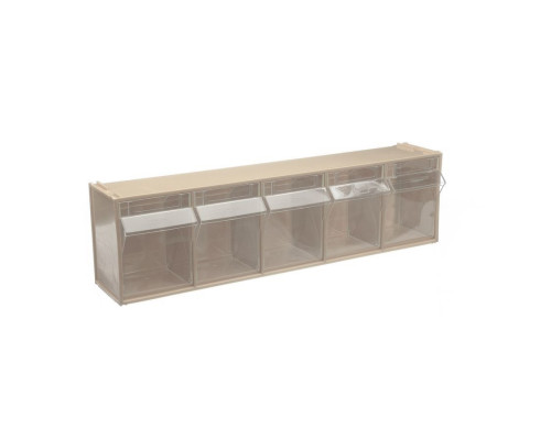 Короб откидной Стелла-техник F-600-5-B, 600х140х168 мм, 5 ячеек, бежевый, прозрачный