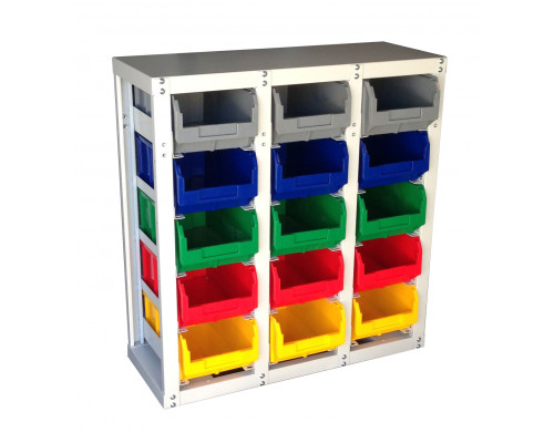 Стеллаж с направляющими Стелла-техник V3-15 стационарный, односторонний, 15 ячеек с ящиками