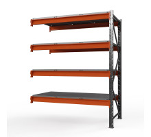 Секция приставная стеллажа металлического Оптима, 3000x2500x785 мм. Ярусы: 4 шт. метал.