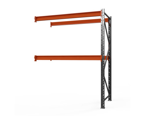 Секция приставная стеллажа металлического Оптима, 2000x2500x785 мм. Ярусы: 2 шт. без настила