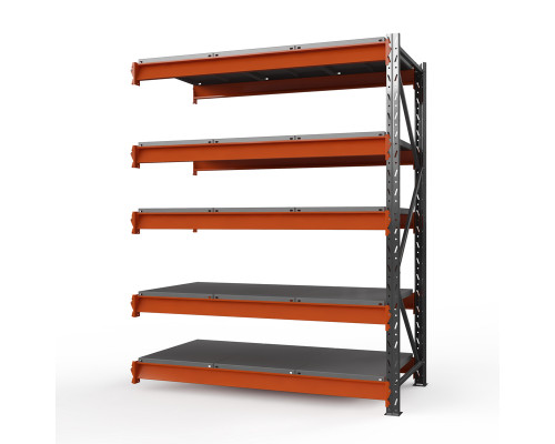 Секция приставная стеллажа металлического Оптима, 3500x1250x785 мм. Ярусы: 5 шт. метал.