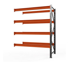 Секция приставная стеллажа металлического Оптима, 3500x1530x785 мм. Ярусы: 4 шт. без настила