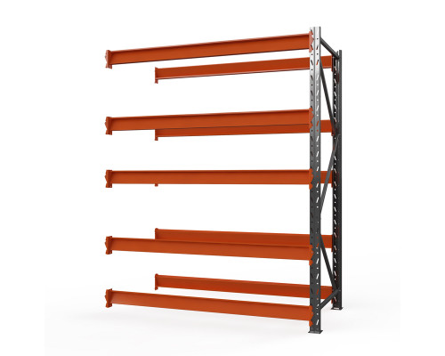 Секция приставная стеллажа металлического Оптима, 3500x1530x785 мм. Ярусы: 5 шт. без настила