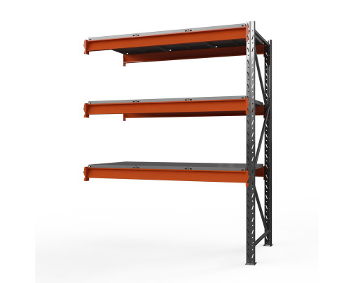 Секция приставная стеллажа металлического Оптима, 2000x1530x785 мм. Ярусы: 3 шт. метал.