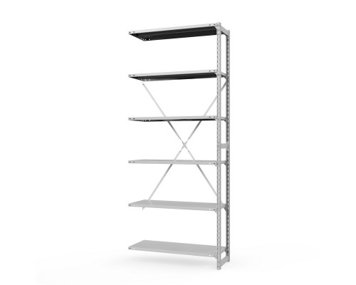 Секция приставная стеллажа металлического ТСУ Универсал, 3000x760x400 мм. Полки: метал. 6 шт.