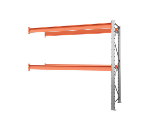 Секция приставная стеллажа металлического паллетного (2500х2700х1100 мм), 2 яруса