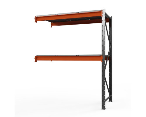 Секция приставная стеллажа металлического Оптима, 2000x2500x600 мм. Ярусы: 2 шт. метал.