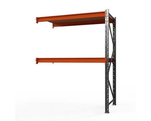 Секция приставная стеллажа металлического Оптима, 2000x2500x600 мм. Ярусы: 2 шт. фанера