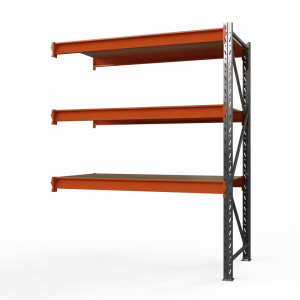 Секция приставная стеллажа металлического Оптима, 3000x1250x785 мм. Ярусы: 3 шт. фанера