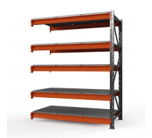 Секция приставная стеллажа металлического Оптима, 3000x1530x785 мм. Ярусы: 5 шт. метал.