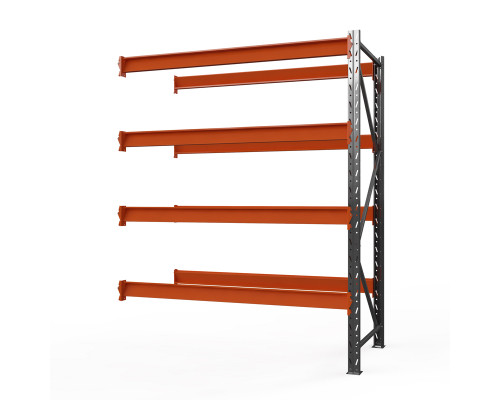 Секция приставная стеллажа металлического Оптима, 3500x2500x785 мм. Ярусы: 4 шт. без настила