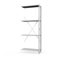 Секция приставная стеллажа металлического ТСУ Универсал, 2000x760x600 мм. Полки: метал. перф. усил. 4 шт.