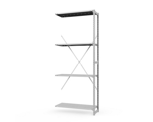 Секция приставная стеллажа металлического ТСУ Универсал, 2000x760x600 мм. Полки: метал. перф. усил. 4 шт.